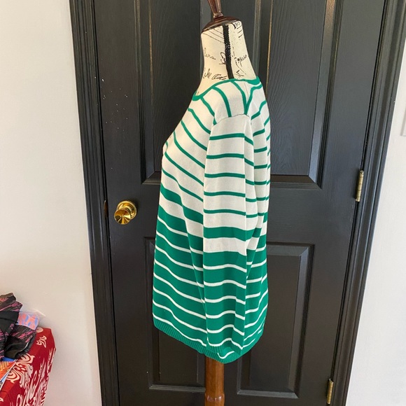 Green and White Stripe Shamrock Sweater - Size M - Picture 3 of 7